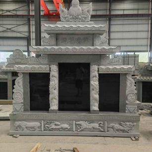 辽阳 芝麻灰高档墓碑、土墓，一套也支持定做